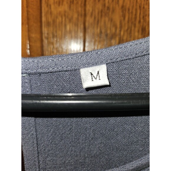 NEW ANRABESS Women's M Grey Linen Jumpsuit Casual Loose Short Slv Wide Leg - Picture 3 of 10